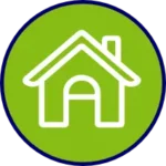 Simple house icon on green background