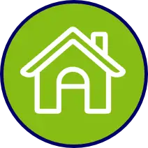 Simple house icon on green background