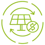 Solar panel with recycling symbol