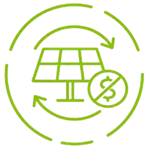 Solar panel with recycling symbol
