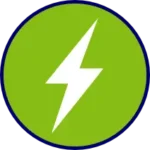 White lightning bolt on green background