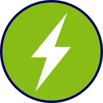 White lightning bolt on green background